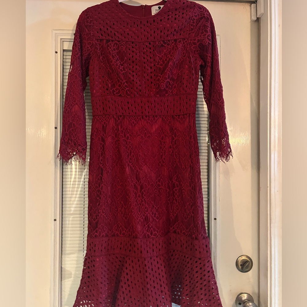Elegant Lace Red Dress